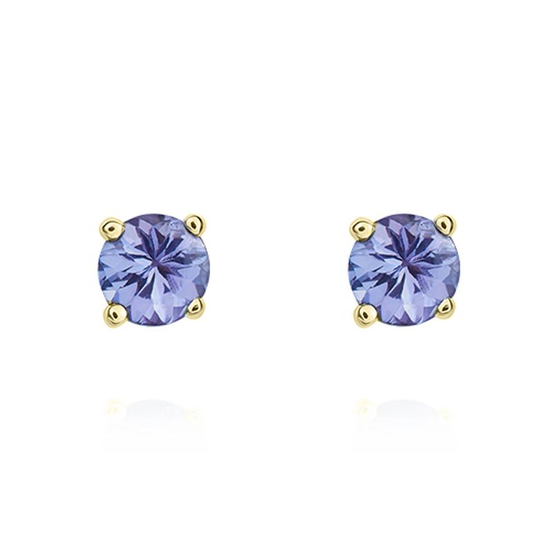 9ct Yellow Gold Tanzanite 4mm Round Claw Set Stud Earrings 33-24