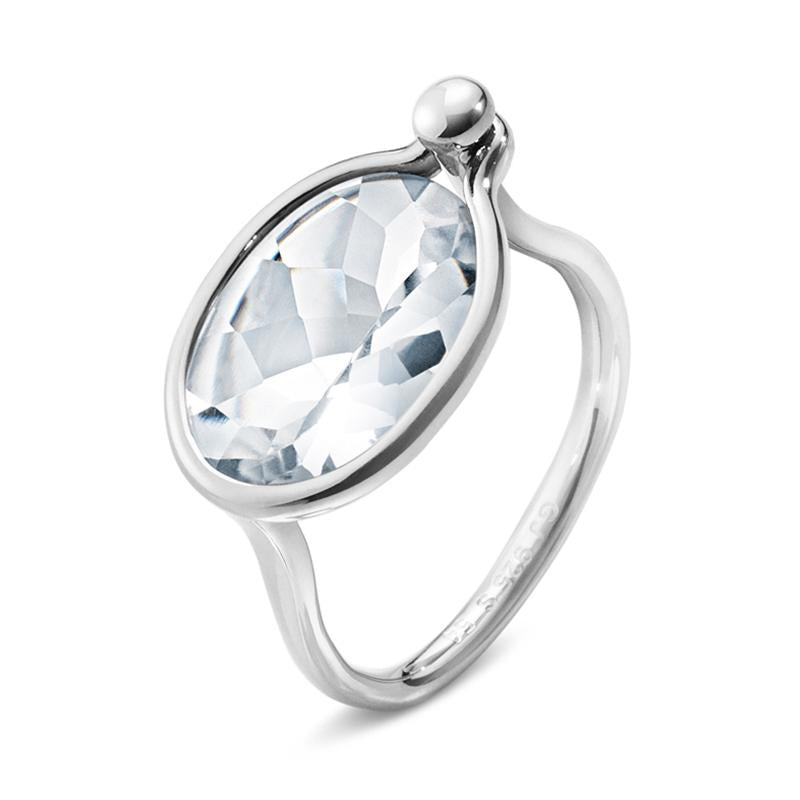 Georg Jensen Savannah Sterling Silver Rock Crystal Medium Ring 