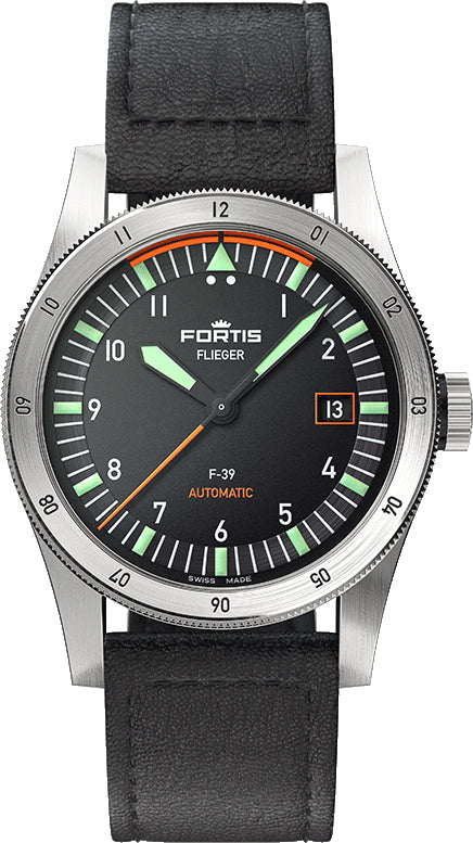 Fortis Flieger F-39 Automatic On Aviator Strap Watch F4220006 W