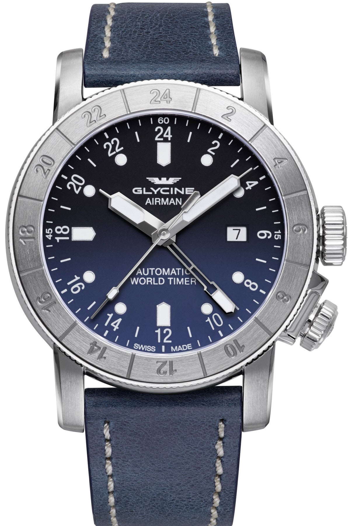 Stainless Steel Glycine Airman 44mm Glycine Watch Airman 44 GL0054 W Hamond Luxury Watches