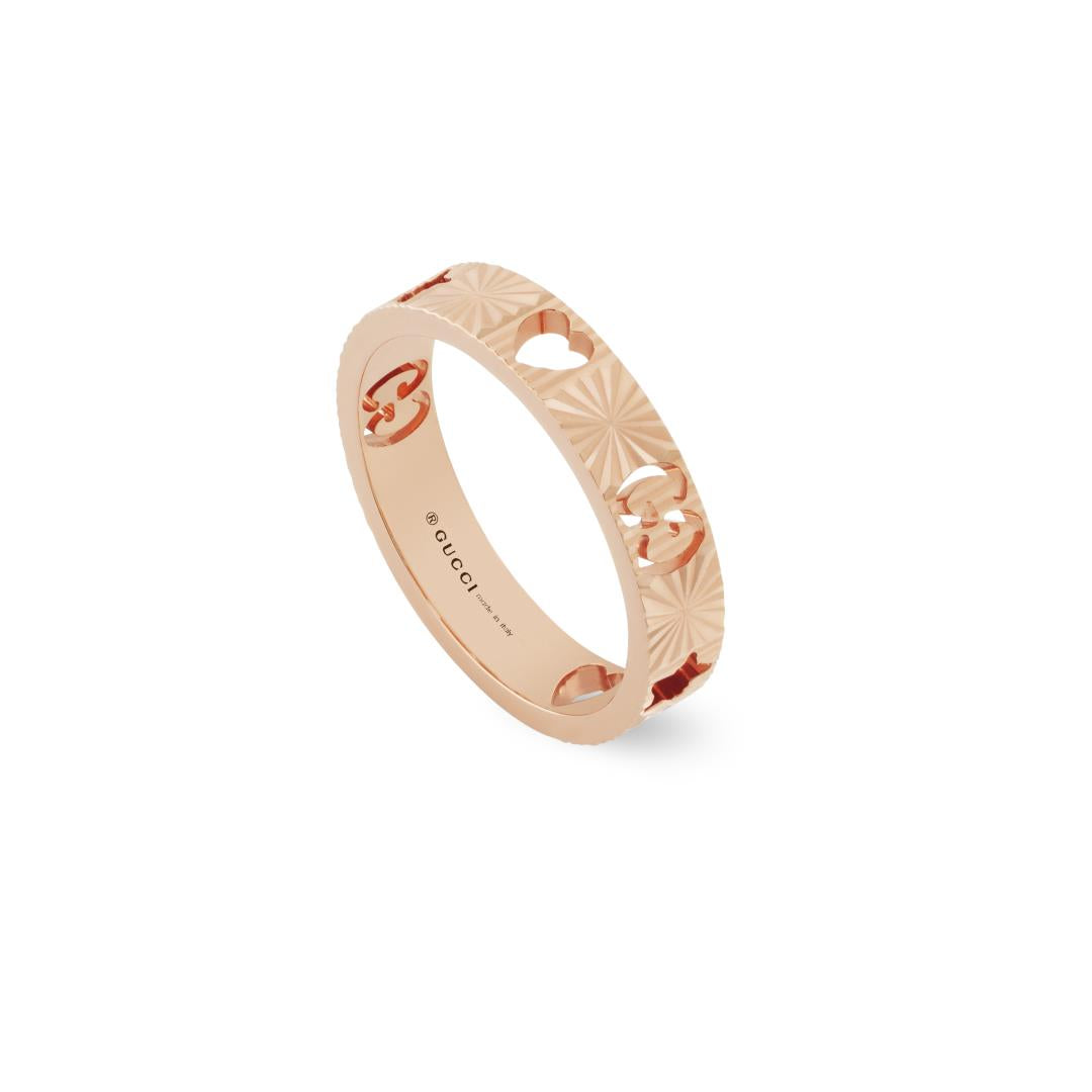 Gucci Icon 18ct Rose Gold Heart Band Ring D YBC729460001 | W Hamond Fine  Jewellery