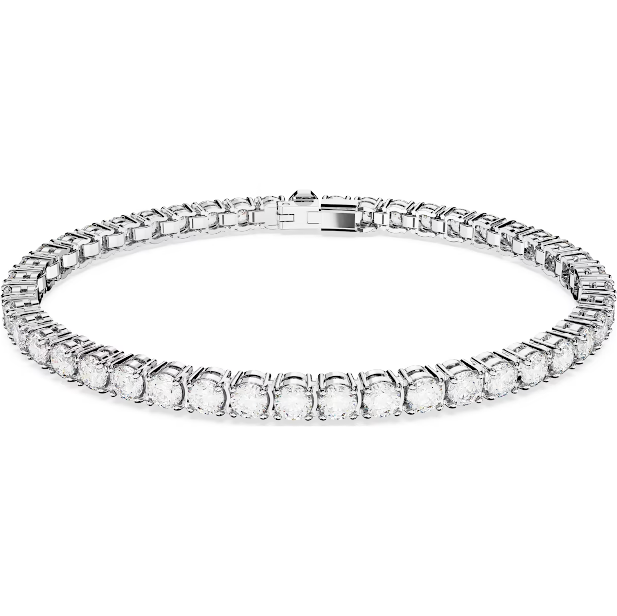 Swarovski Matrix Rhodium Plated Round White Crystal Tennis