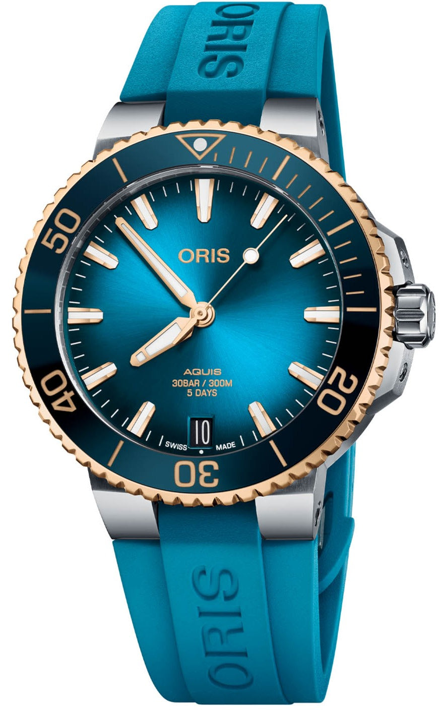 Oris Watch Aquis Date Calibre 400 Bi Colour Blue Rubber