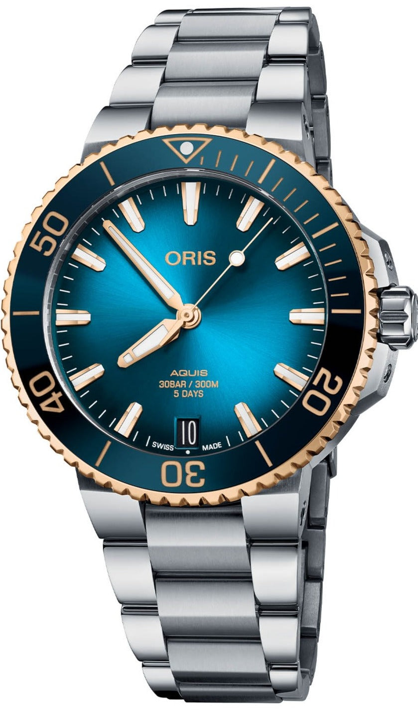 Oris Watch Aquis Date Calibre 400 Bi Colour Blue Bracelet 01 400