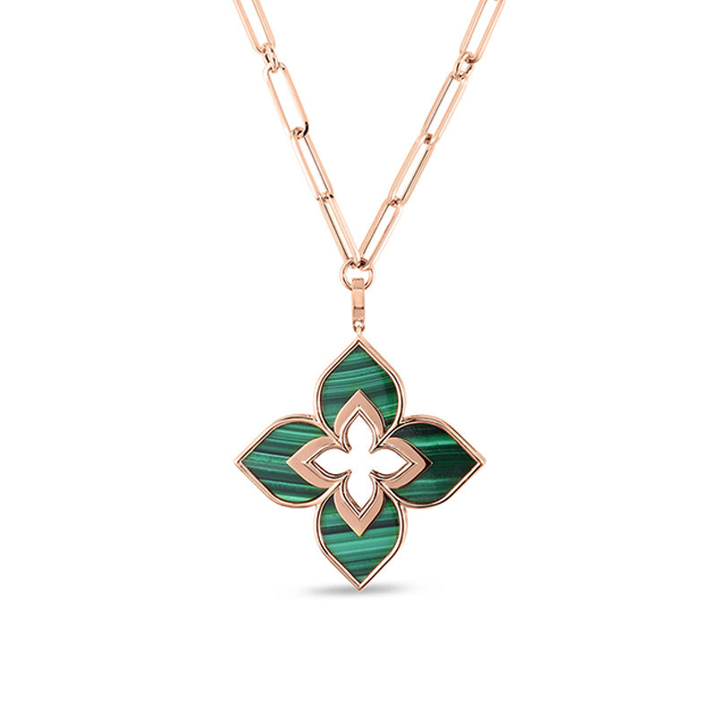 Roberto Coin Venetian Princess 18ct Rose Gold Malachite Necklace