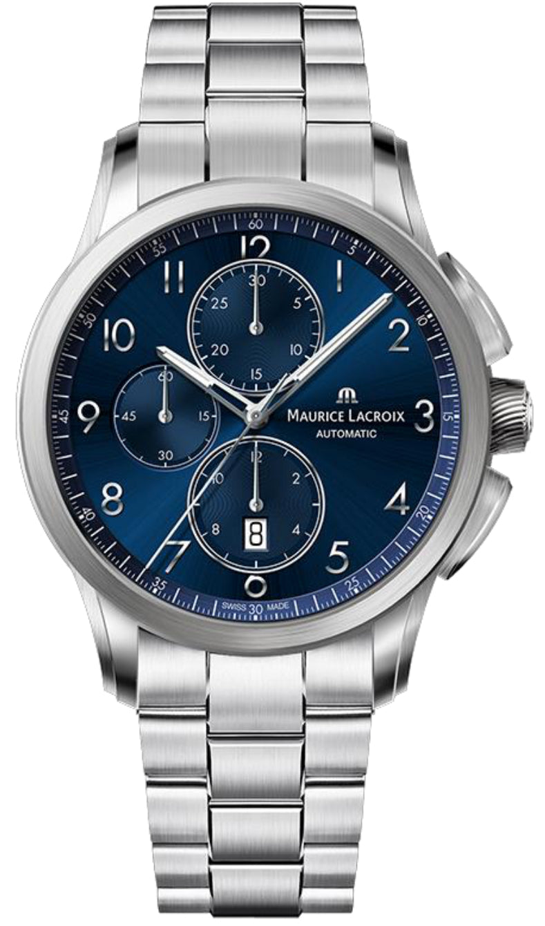 Maurice Lacroix Watch Pontos Chronograph Blue Sun PT6388-SS002-420-1 | W  Hamond Luxury Watches | Schweizer Uhren