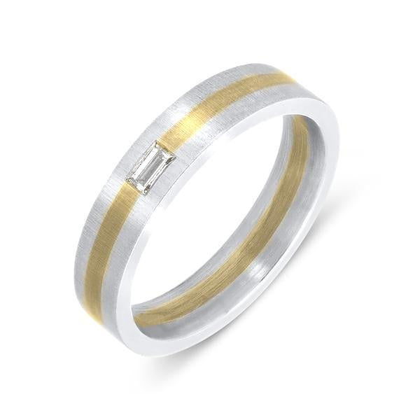 Platinum And Yellow Gold Diamond Flat Shape Wedding Ring D FJT-051