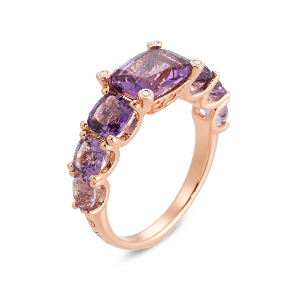 Ponte Vecchio Iris 18ct Rose Gold 3.50ct Amethyst Diamond Ring 