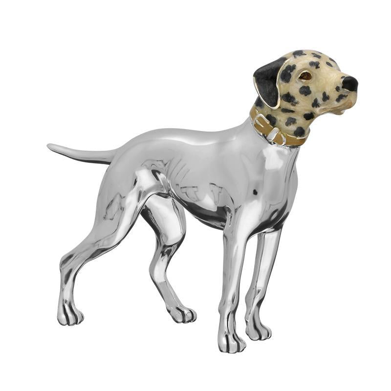 Saturno Sterling Silver Enamel Single Large Stood Dalmatian
