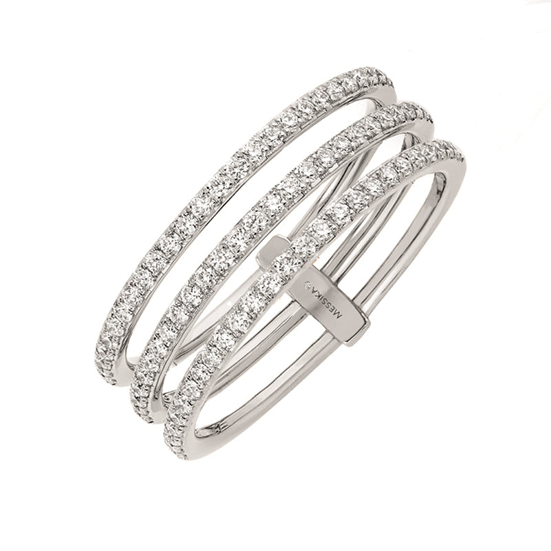 Messika Gatsby 18ct White Gold 0.41ct Diamond Three Row Ring