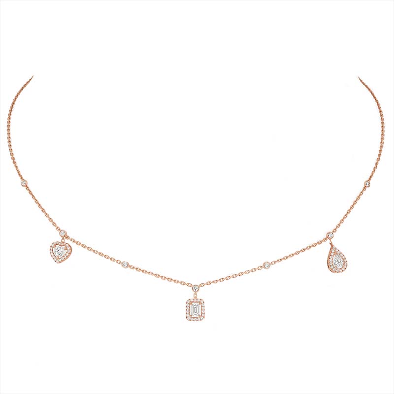 Messika My Twin 18ct Rose Gold 0.76ct Diamond Trio Necklace 11945