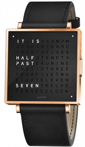 QLOCKTWO Watch W39 Rose Black Leather D QW39EN6RGLSBL | W Hamond 