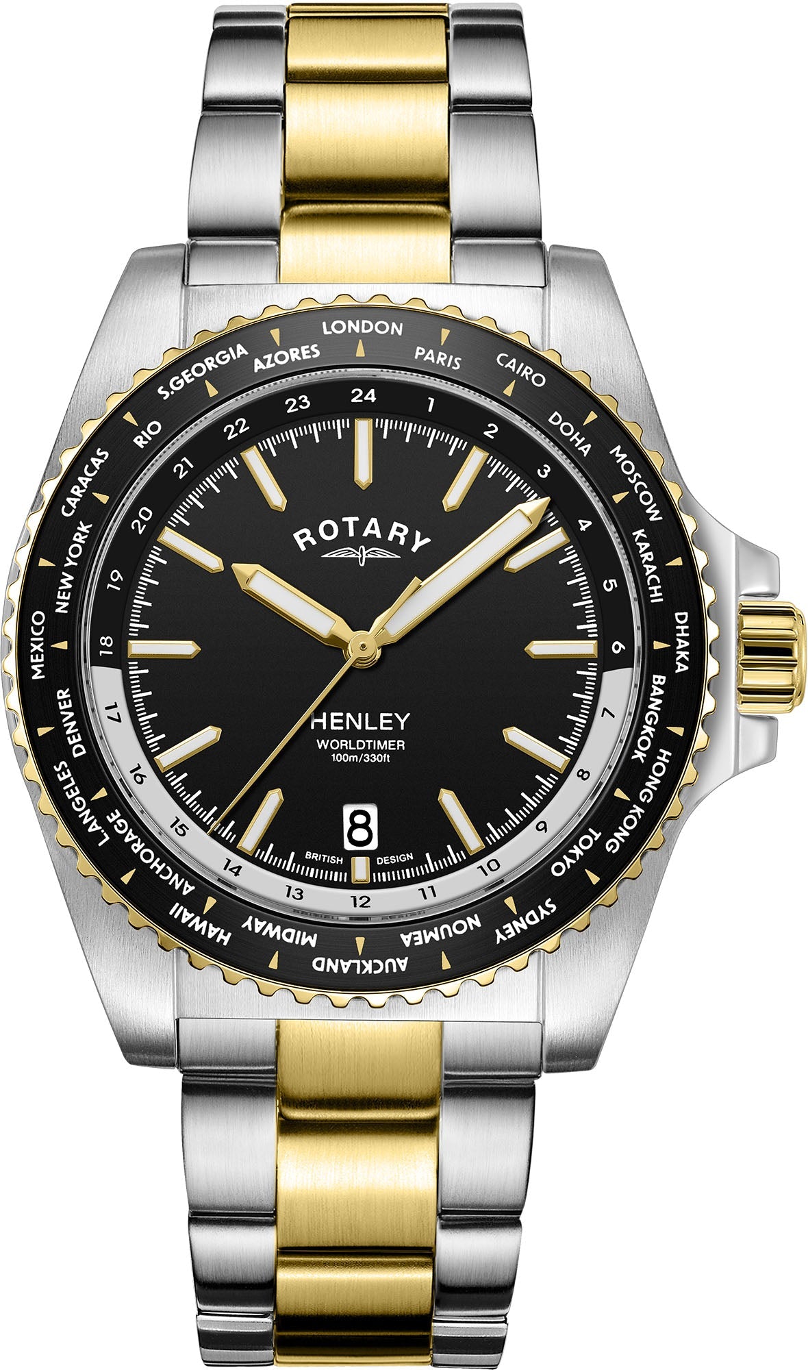 Rotary henley men's best sale black leather strap watch