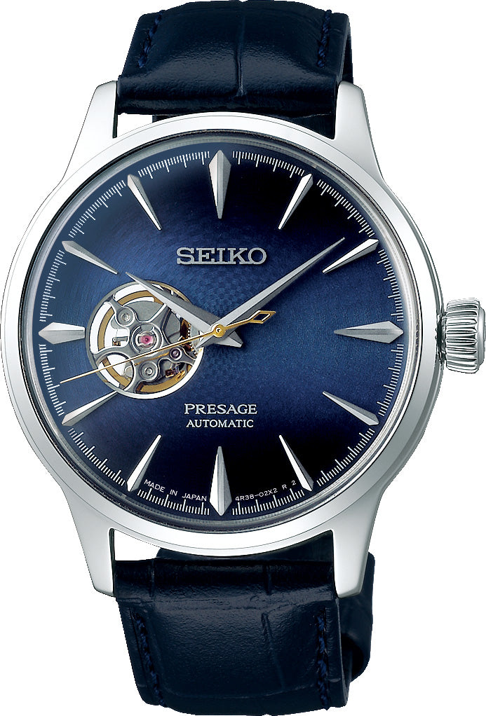 Seiko Presage Cocktail Collection Open Heart Blue Moon SSA405J1 W Hamond Fine Jewellery