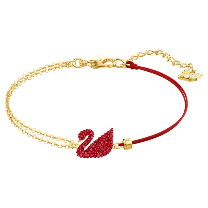 Swarovski Iconic Swan Gold Tone Plated Red Bracelet 5465403 | W