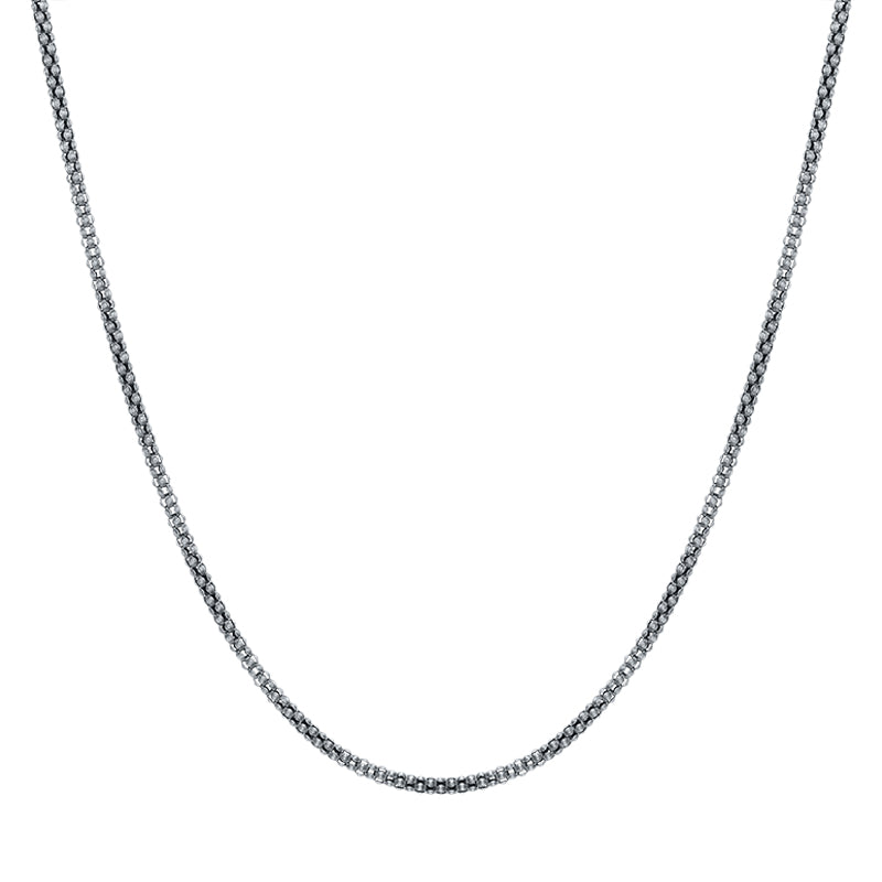 Sterling Silver 18 Inch Oxidised Tube Chain With Extender