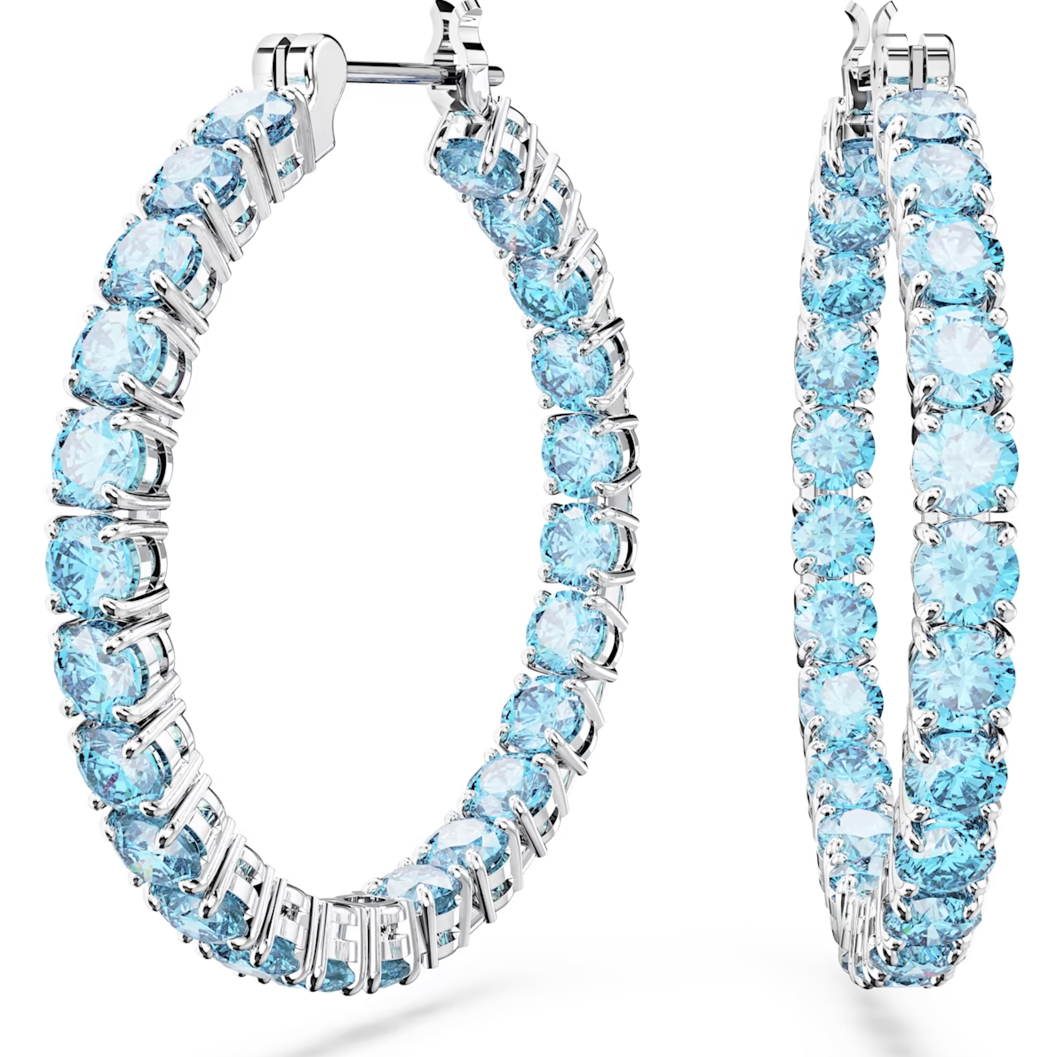 Blue crystal store hoop earrings