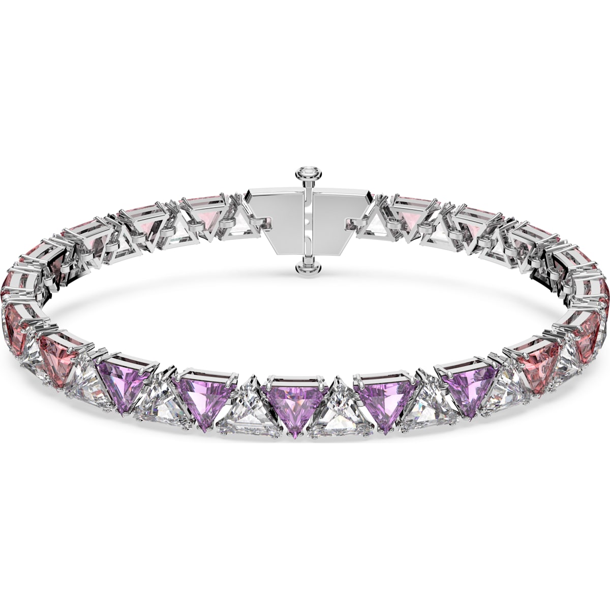 Swarovski Ortyx Rhodium Plated Pink Crystal Triangle Cut Bracelet