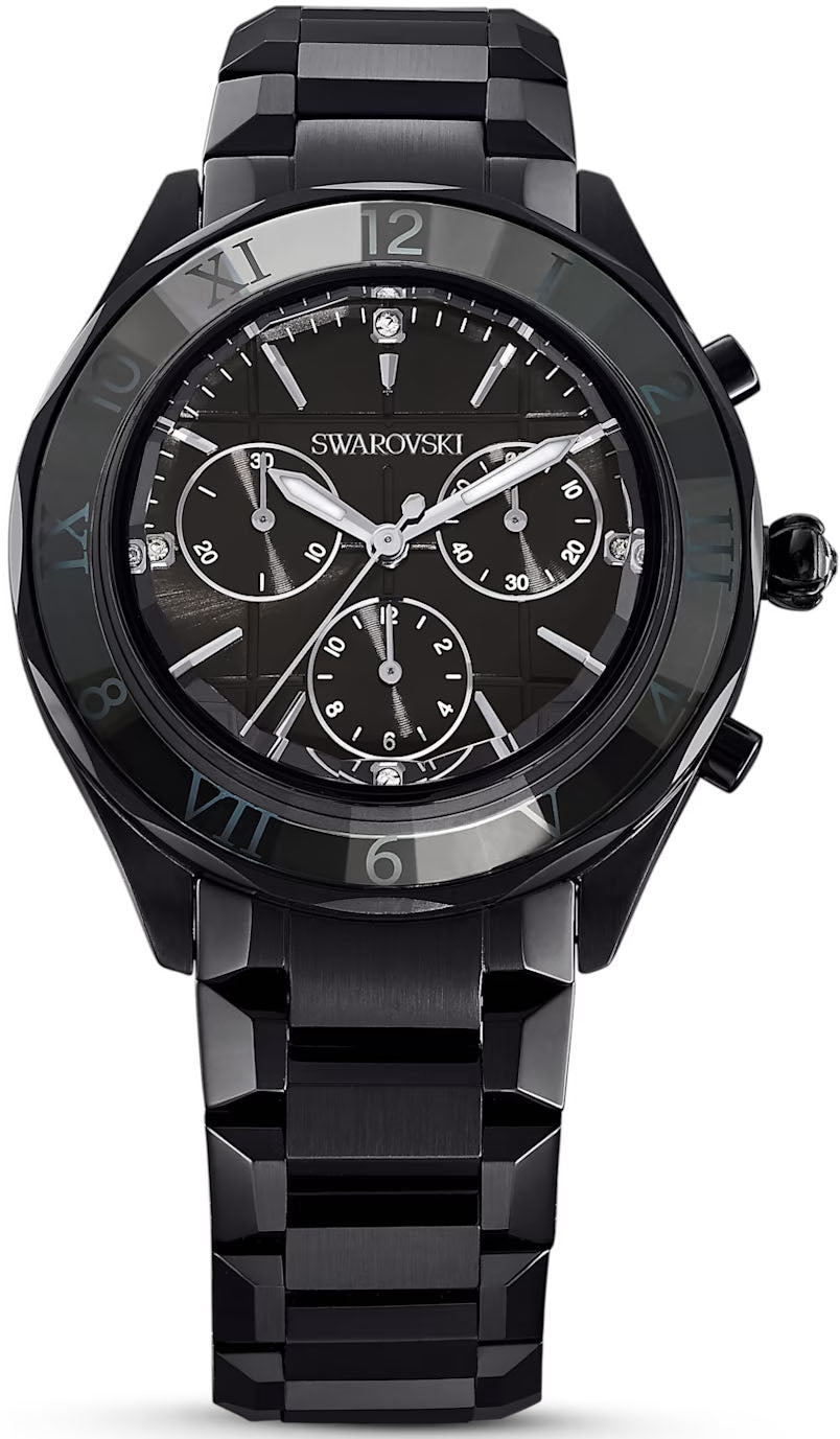 Swarovski black crystal outlet watch