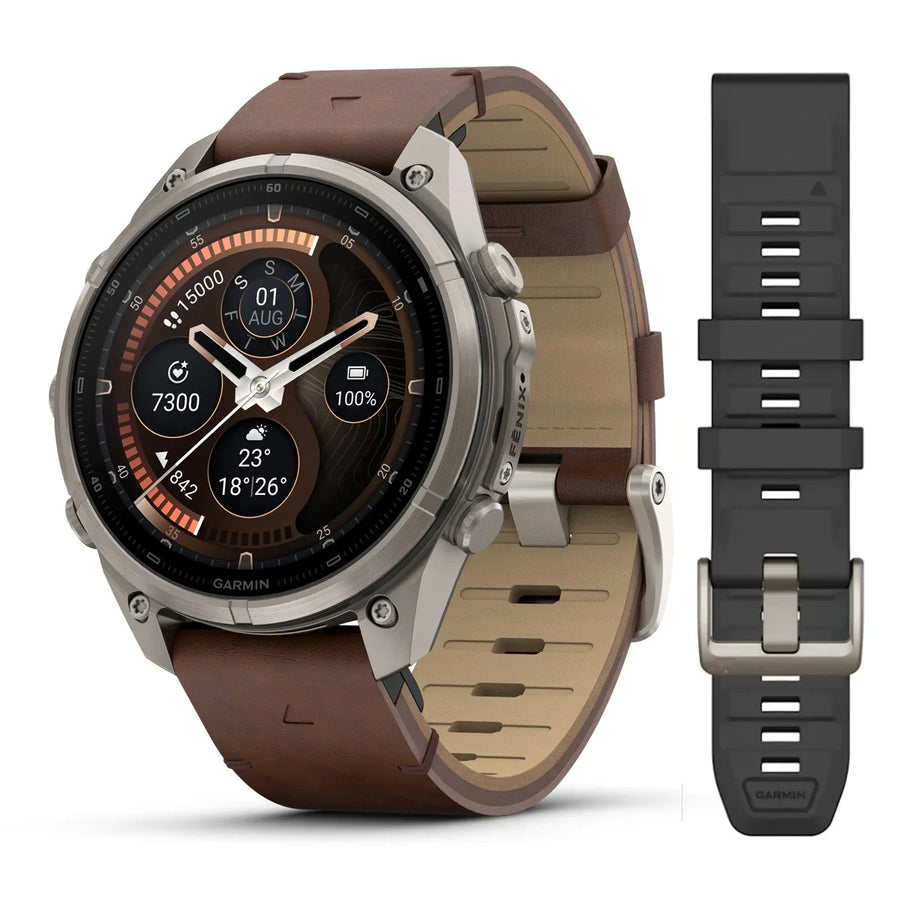 Garmin Fenix 9 Pro Titanium Leather GPS Smartwatch with inReach®
