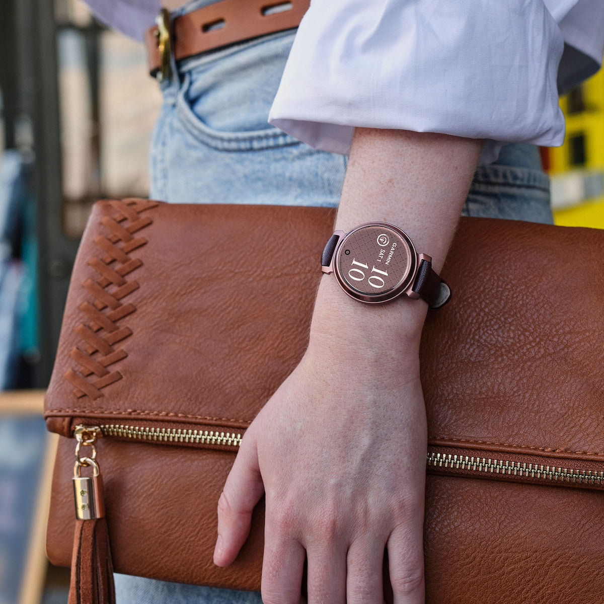 Garmin Lily 2 Classic Dark Bronze & Mulberry Leather Watch 010