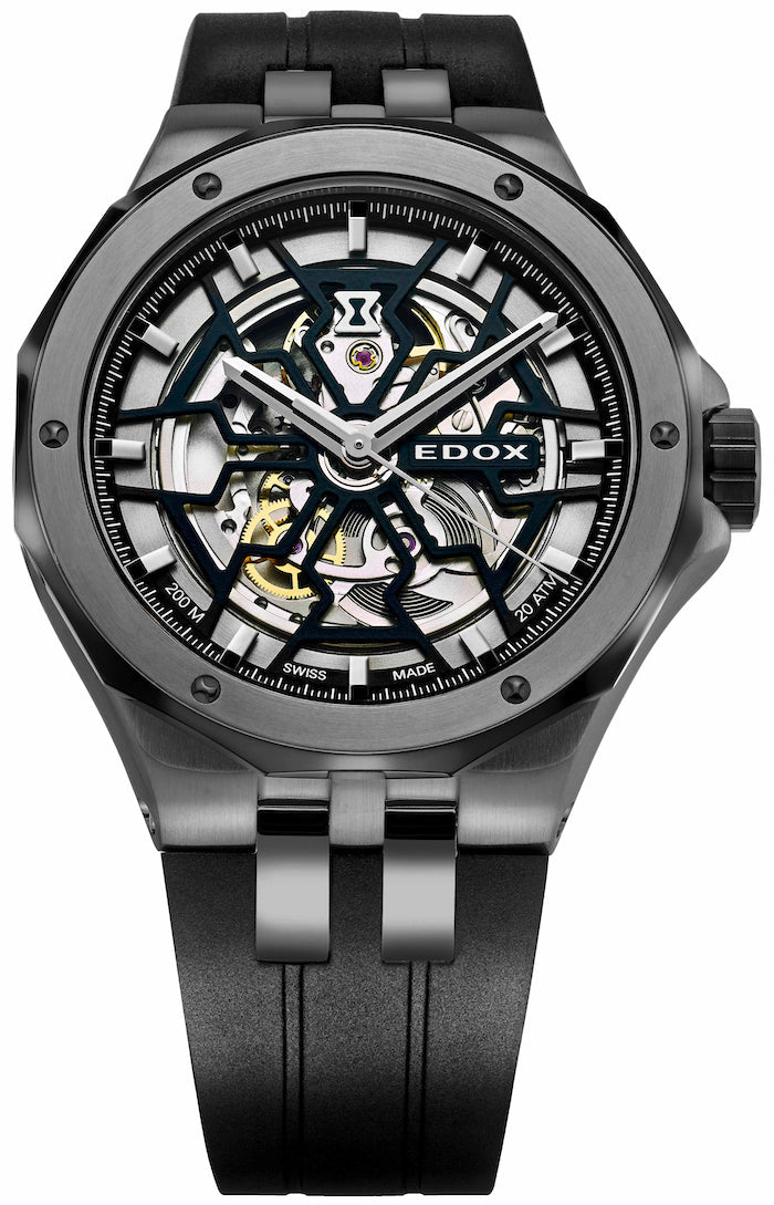 Edox Delfin Mecano 3 Hands Skeleton Watch 85303 357GN NGN | W