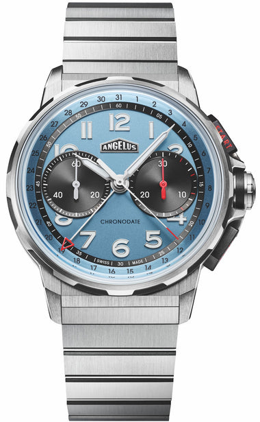 Angelus Watch Chronodate Titanium Storm Blue Bracelet 0CDZF.U03A.M009T