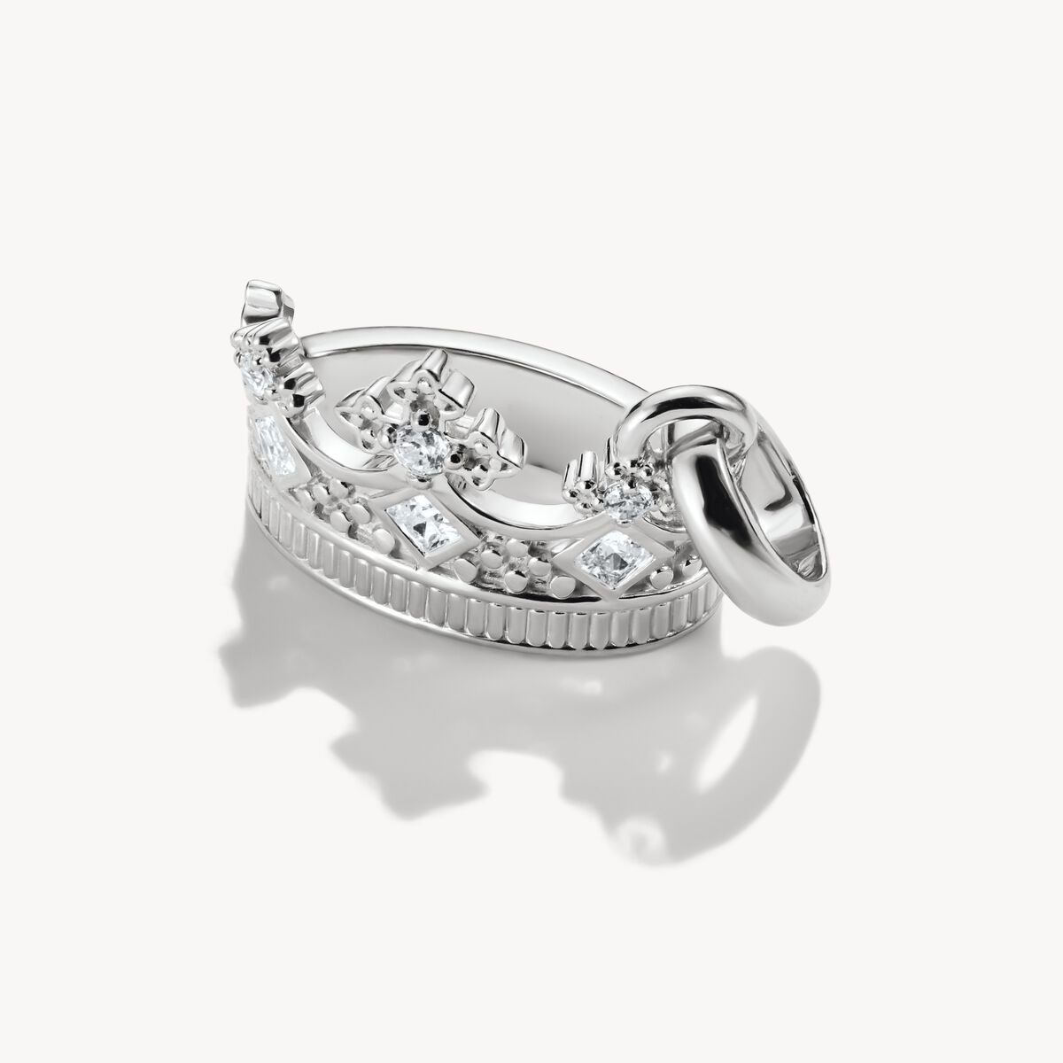 Thomas Sabo Sterling Silver White Zirconia Crown Connect Charm