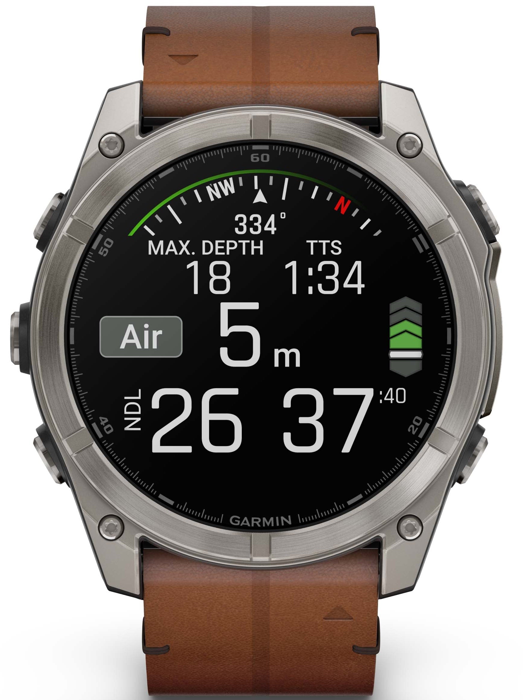 Garmin Fenix 8 51mm Sapphire AMOLED Titanium Chestnut Leather Band