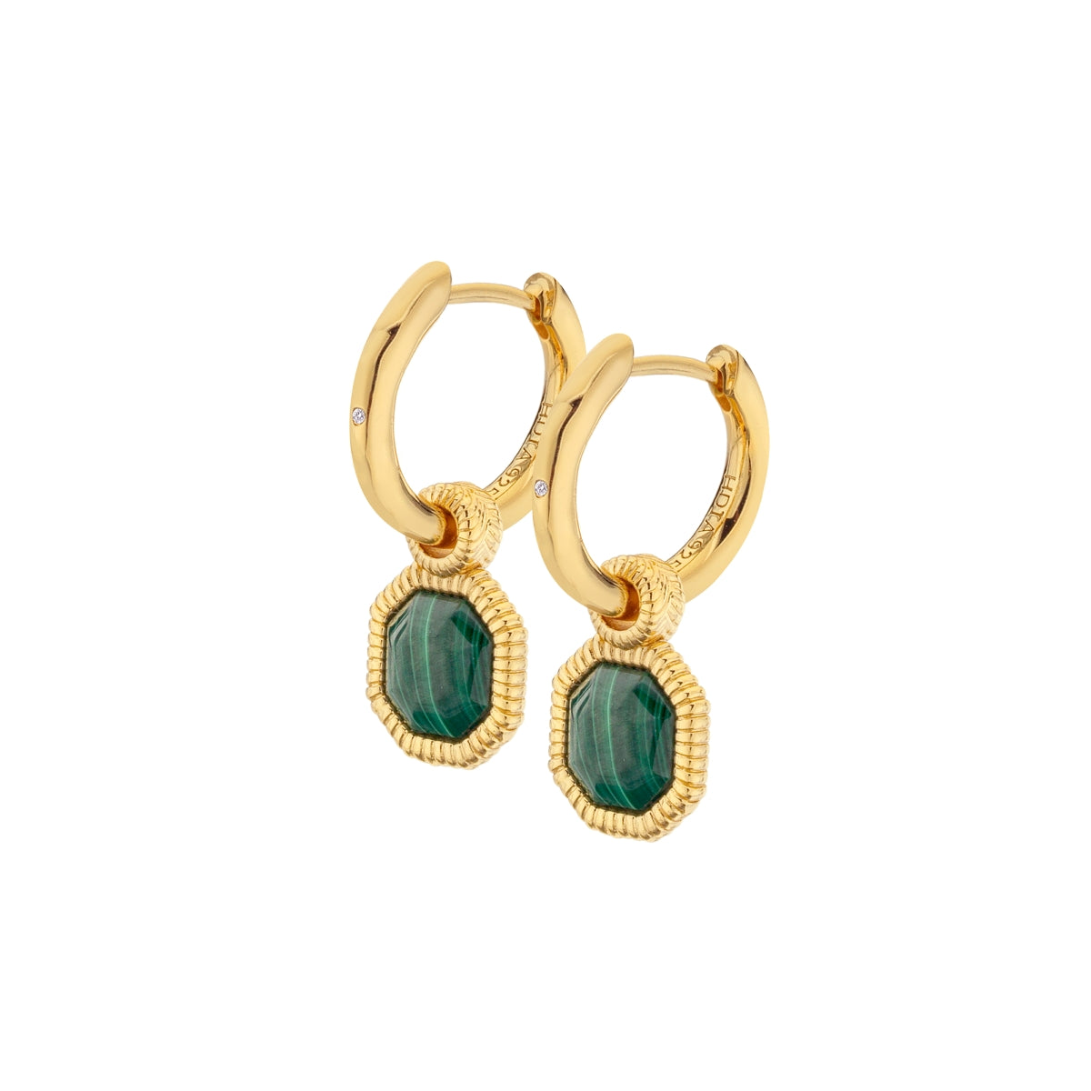 Good Handmade Silver Earrings-Earrings with Malachite-Gemstone Earrings-Malachite-Gold Plated Earrings-Malachite-Teardrop Shape