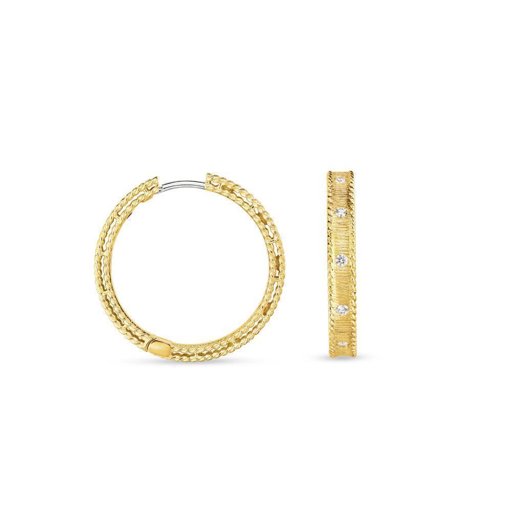 Roberto Coin Roman Barocco 18K Gold Large Diamond Hoops | J.R. Dunn Jewelers
