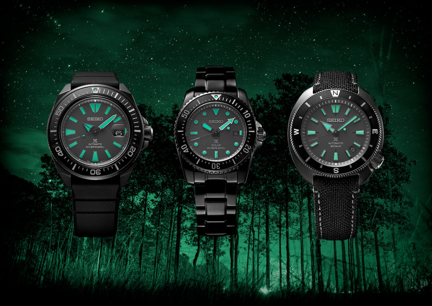 Seiko Watch Prospex Black Series Night Vision Solar Divers Limited