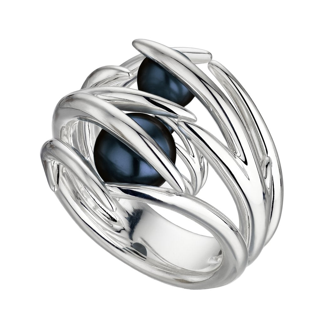 Shaun Leane Silver Hooked Black Pearl Ring J | £275.00 | Port