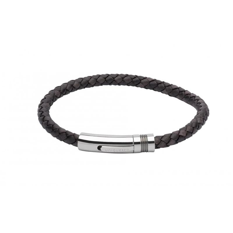 Unique & Co Stainless Steel Antique Black Leather Bracelet B345ABL/21CM ...
