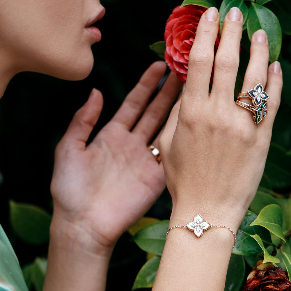 Roberto Coin Princess Flower 18ct Rose Gold Diamond Bracelet