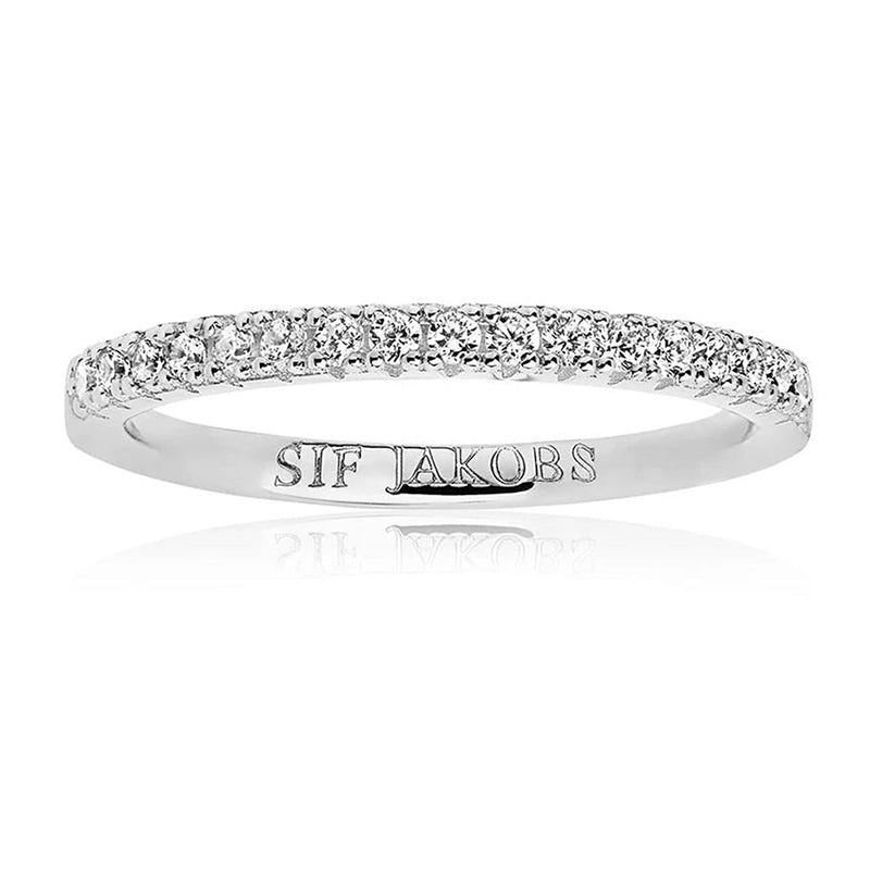 Sif Jakobs Ellera Sterling Silver White Zirconia Band Ring D SJ