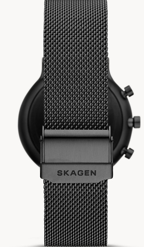 Skagen Ancher Quartz Chronograph Black Leather Watch SKW6371 — 12oclock.us