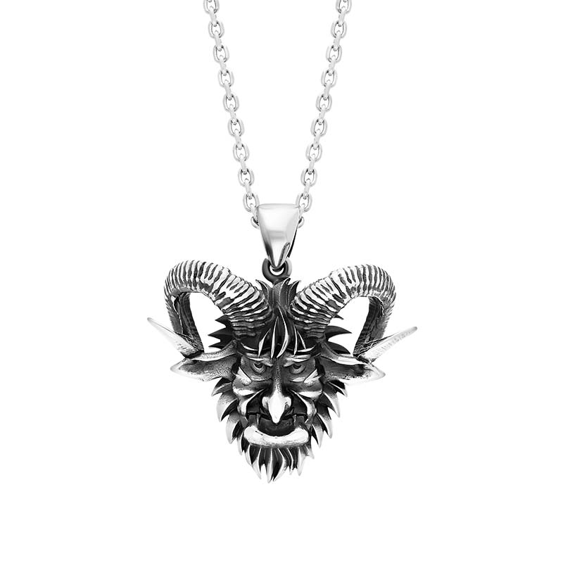 Sterling Silver Large Krampus Head Pendant Necklace P3696 | W Hamond ...